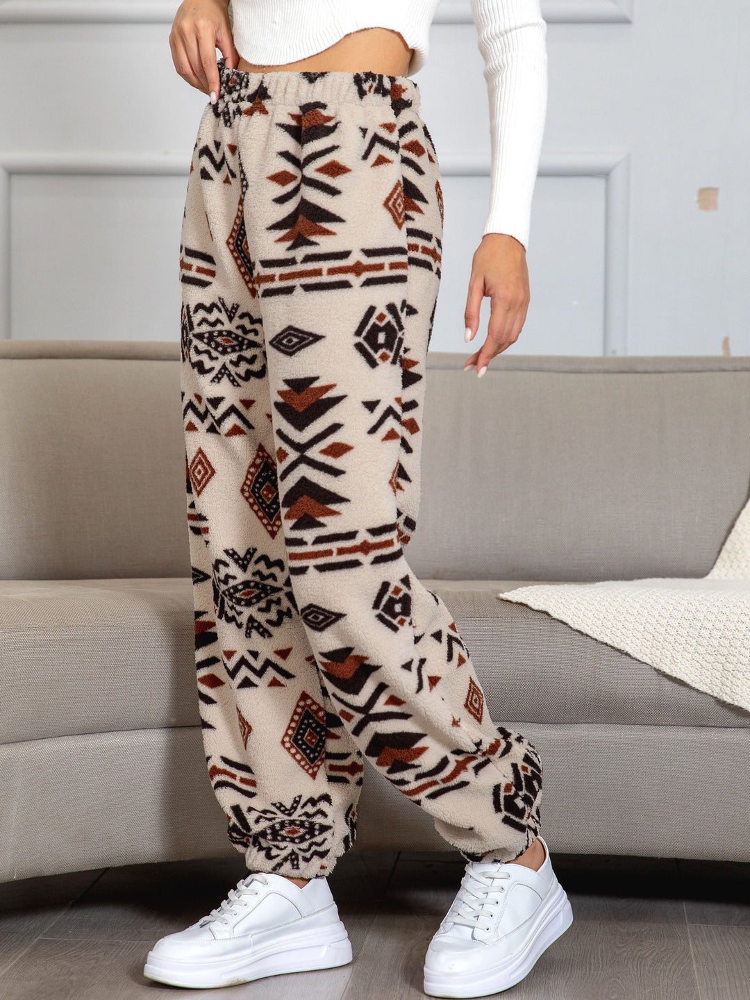 Warm Sweatpants with Aztec Print - Amira-S-The Livary
