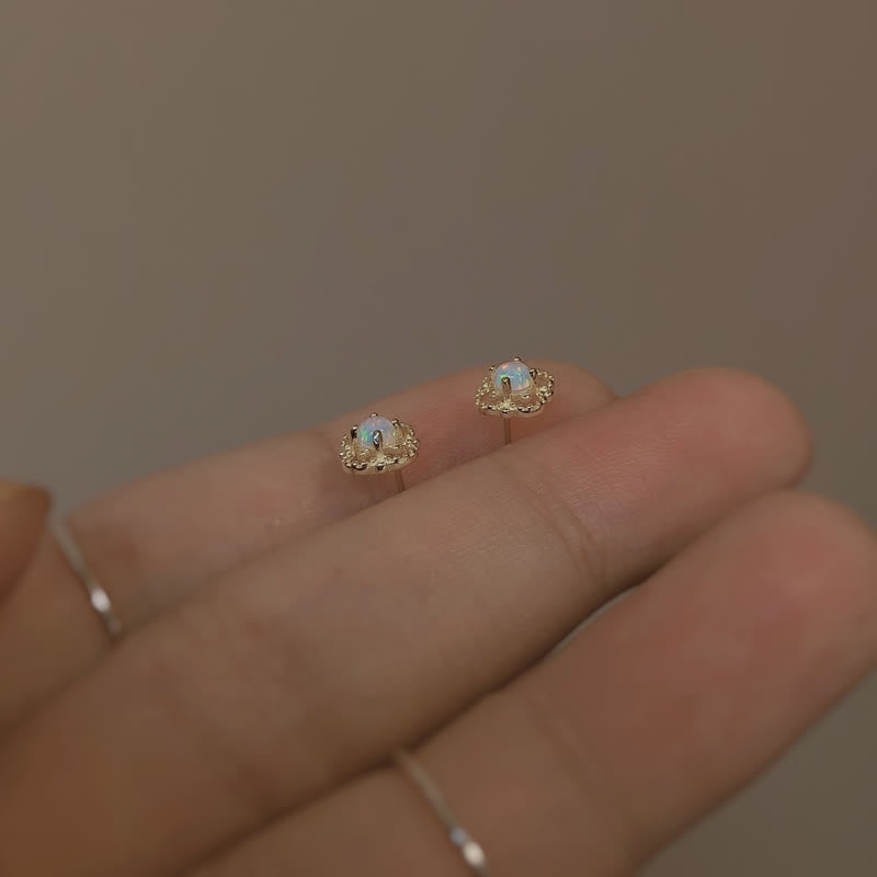 Delicate Vintage Earrings with Opal - Seraphina-Gold-The Livary