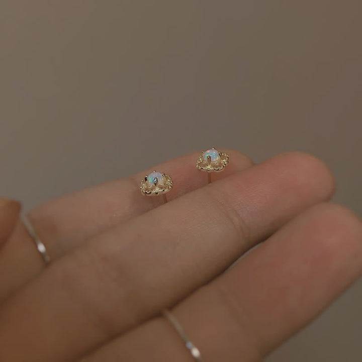 Delicate Vintage Earrings with Opal - Seraphina-Gold-The Livary
