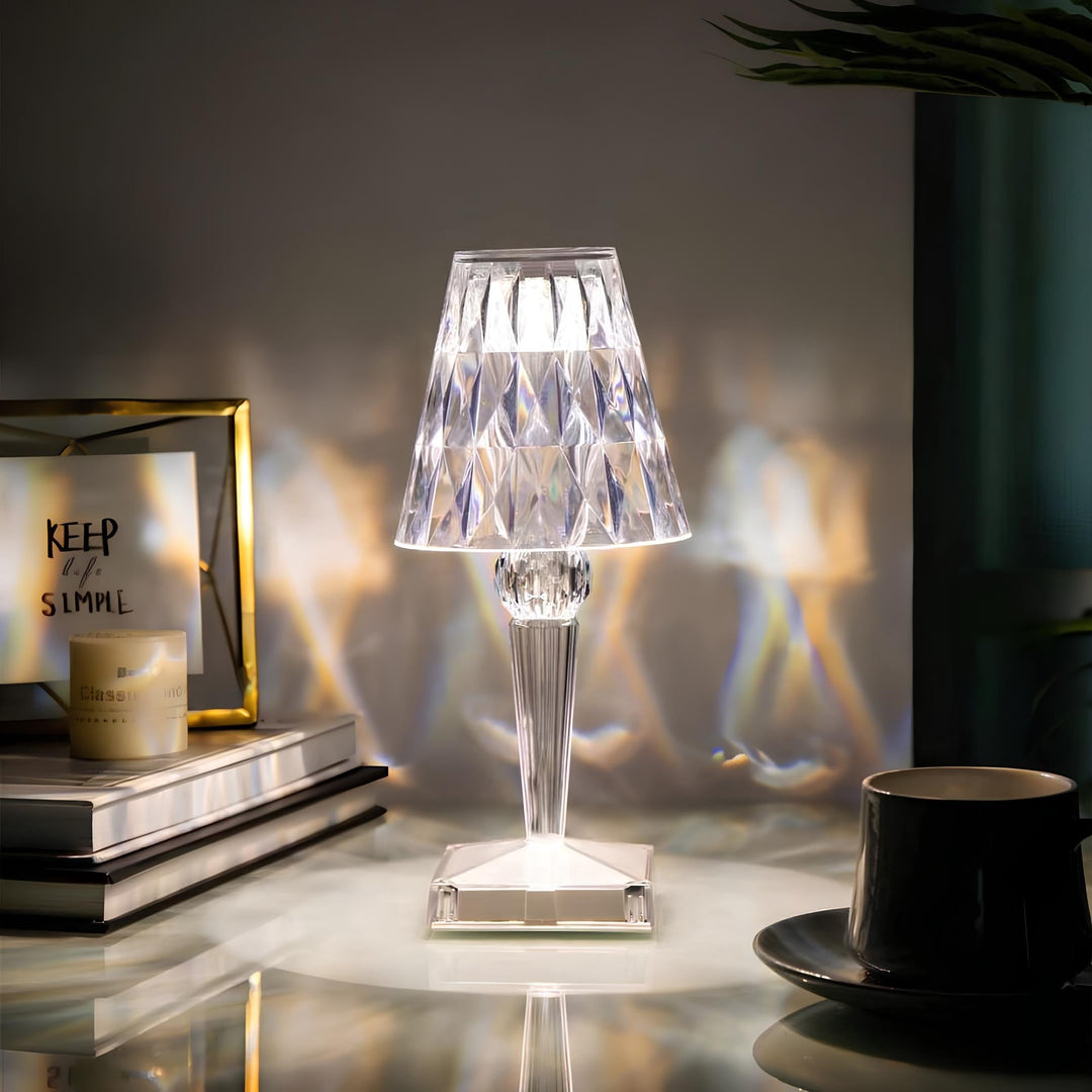 Crystal Table Lamp with Touch Control - LumeCrystal-Transparent-The Livary