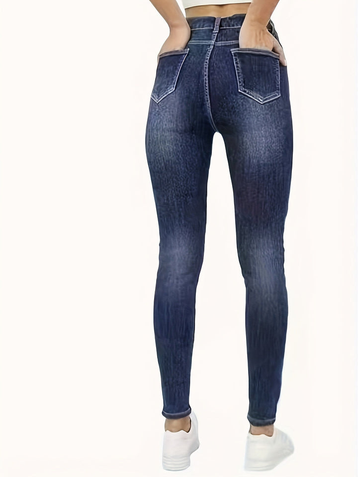 Warm Skinny Jeans with Lining - Selvia-S-The Livary