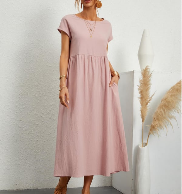 Airy linen dress - Elodie-Pink-S-The Livary
