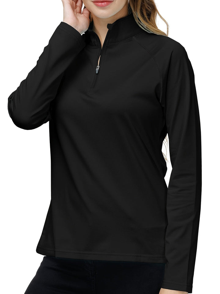 Long Sleeve Sports Shirt for Women - Nadira-Black-S-The Livary