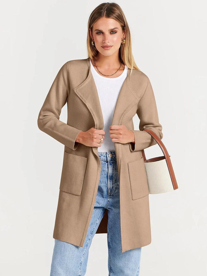 Stylish Ladies' Cardigan - Djamila-Khaki-S (36)-The Livary
