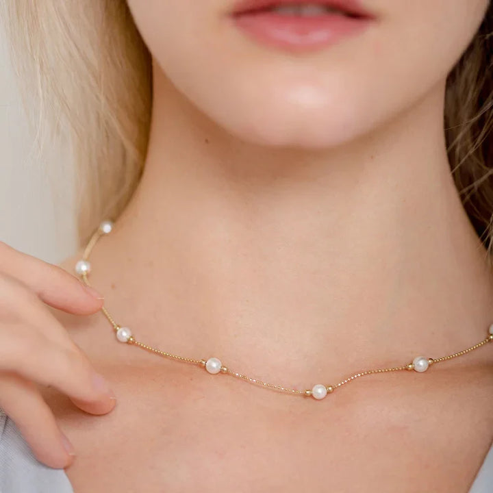 Timeless Golden Pearl Necklace - Serena-The Livary