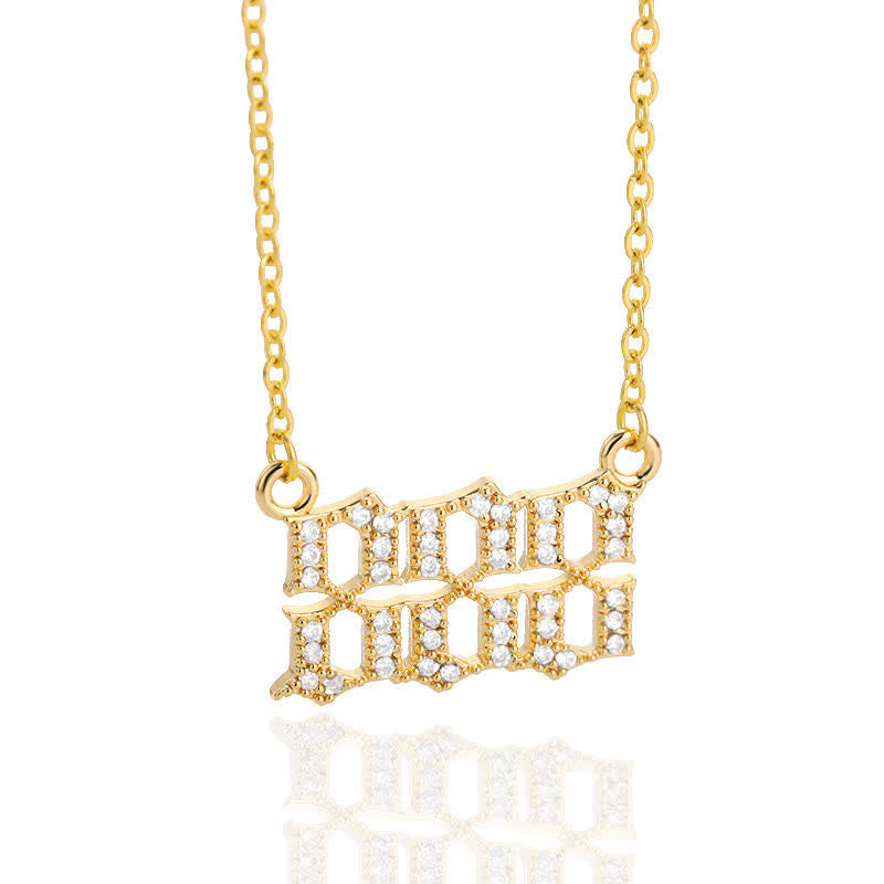 Zirconia Angel Numbers Necklace - Seraphina-Gold-888-The Livary