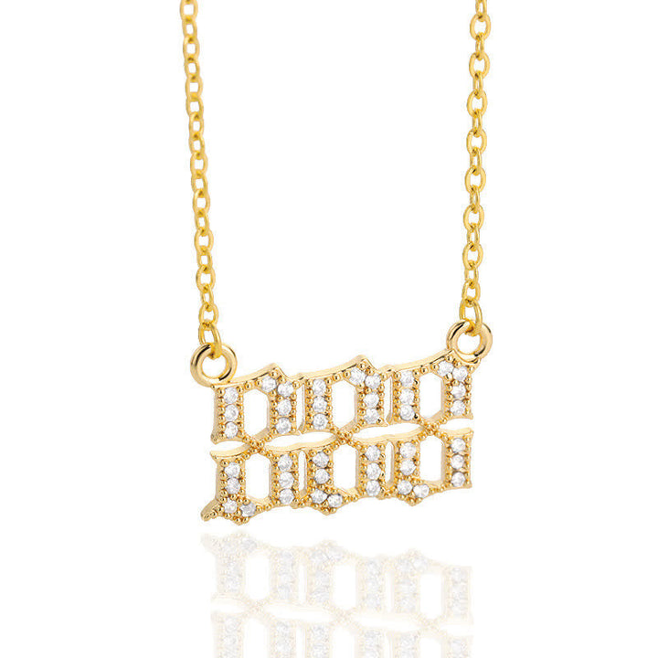 Zirconia Angel Numbers Necklace - Seraphina-Gold-888-The Livary