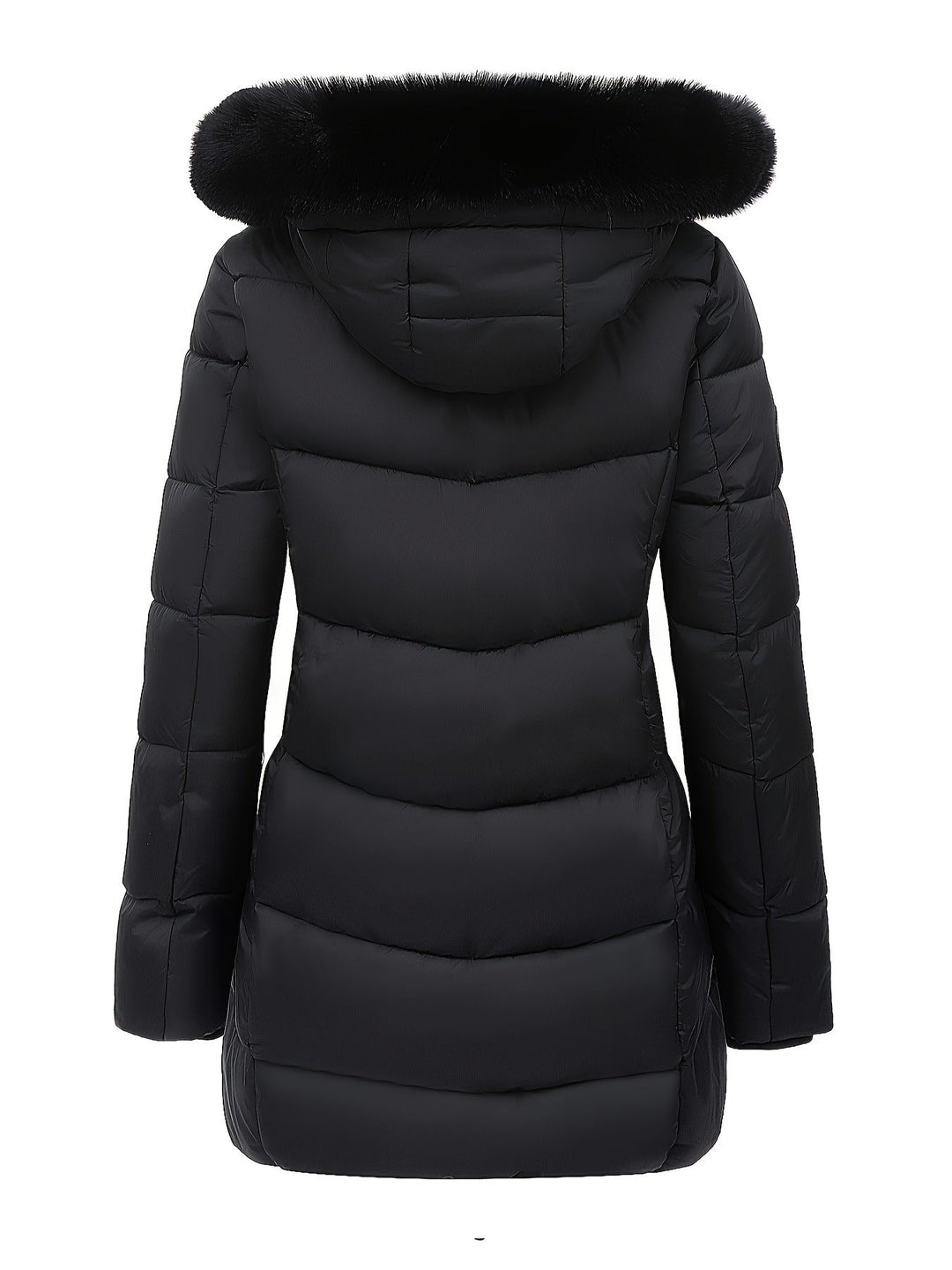Warm Puffy Jacket with Stylish Details - Evelyne-Dark blue-S-The Livary
