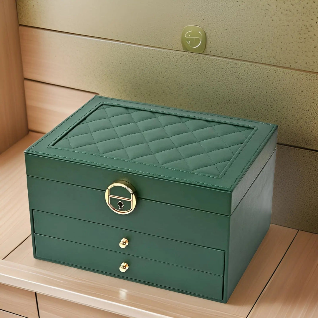 Luxury Multi-Layer Jewellery Box - EleganceBox-Green-The Livary