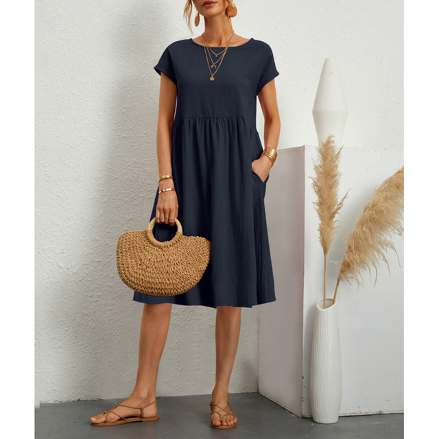 A-Line Jersey Midi Dress - Elise-Dark blue-S-The Livary
