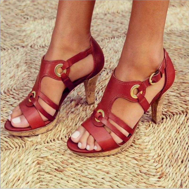 Comfortable high heels with stability comfort – Viviana-Red-3-The Livary