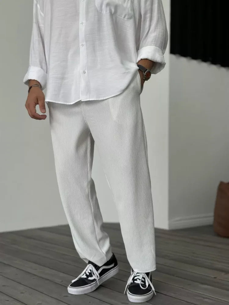 Luxury Men's Trousers in Soft Fabric – Alessio-White-S-The Livary