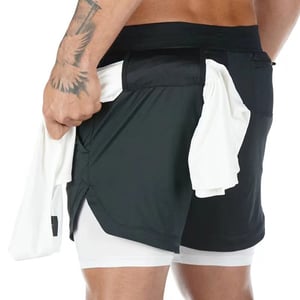 2-in-1 Summer Sports Shorts for Men – Felix-Black-M-The Livary