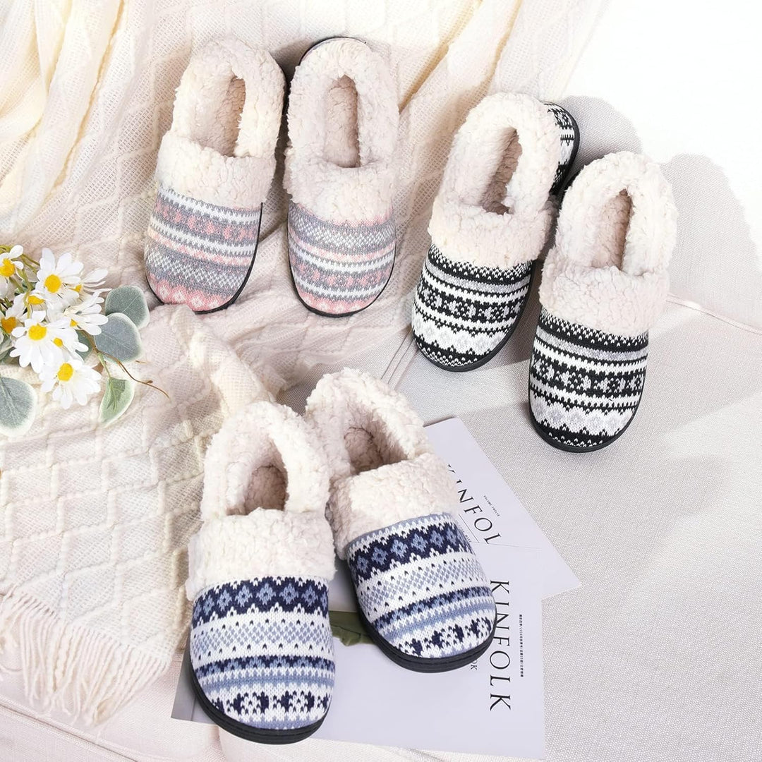Winter Knitted Slippers - CozyCloud-Black-4-The Livary