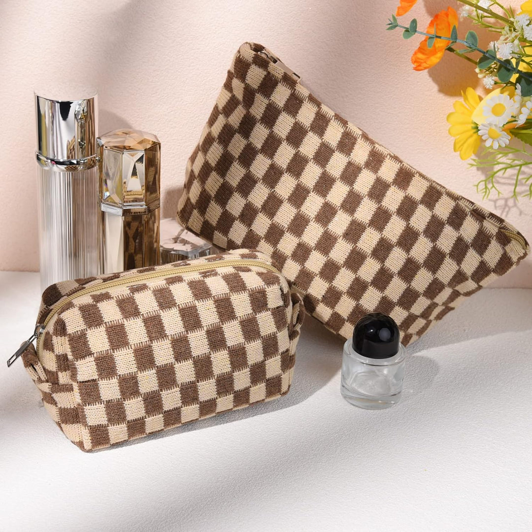 Must-Have Checked Make-up Bag Set-Red-The Livary
