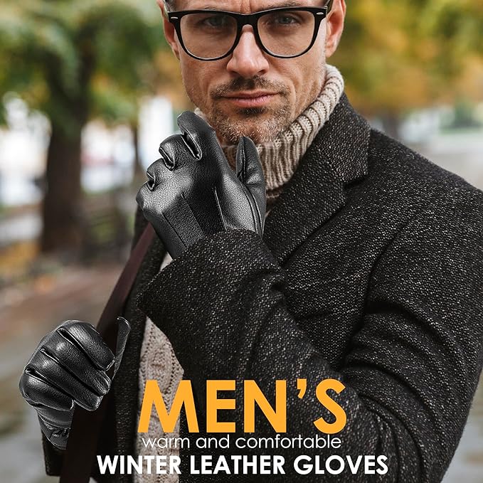 Winter Touchscreen Gloves made of Suede Leather - Victor-Black-M-L-The Livary