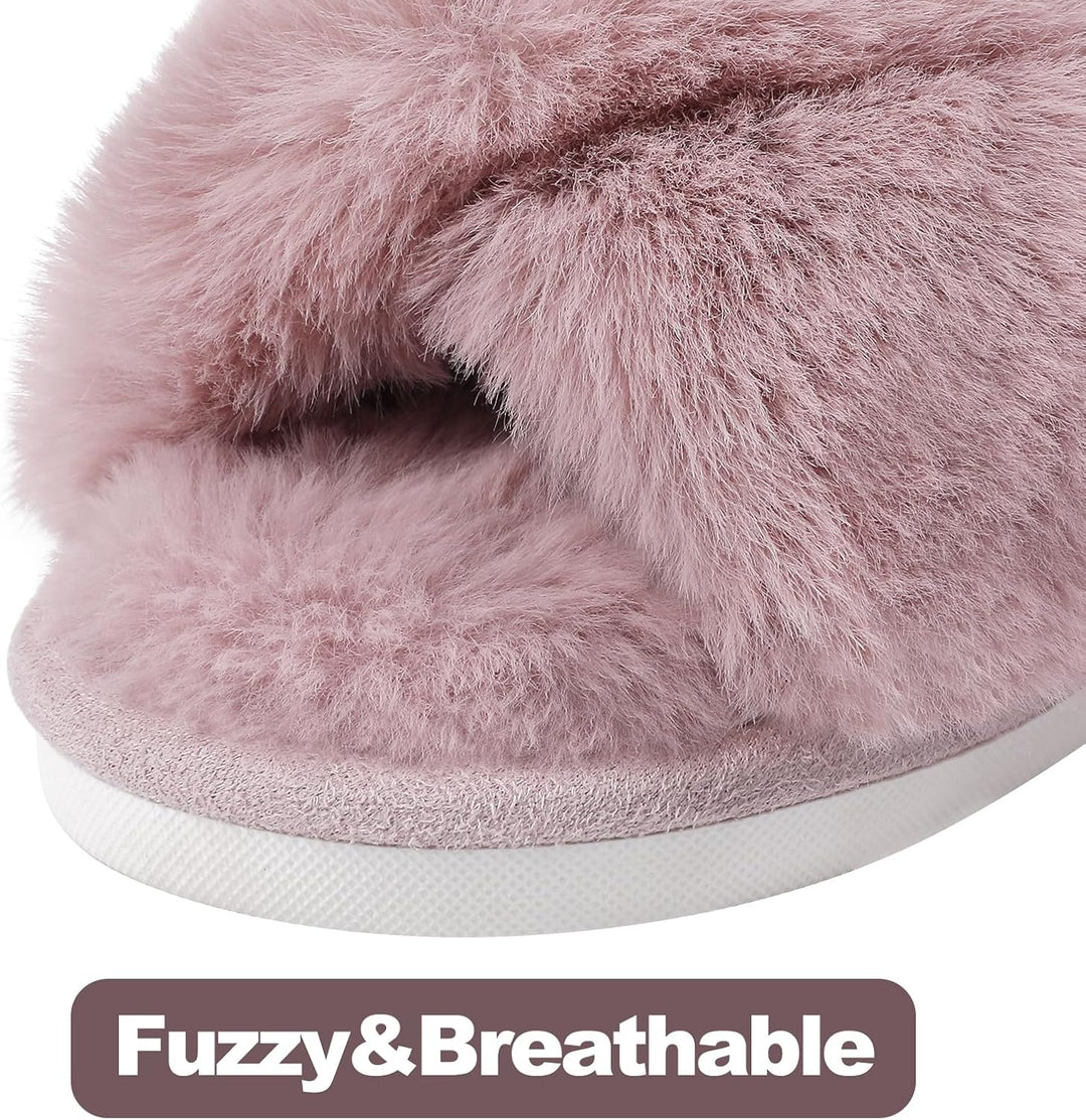 Fuzzy Slippers with Memory Foam - CloudStep-Black-4-The Livary