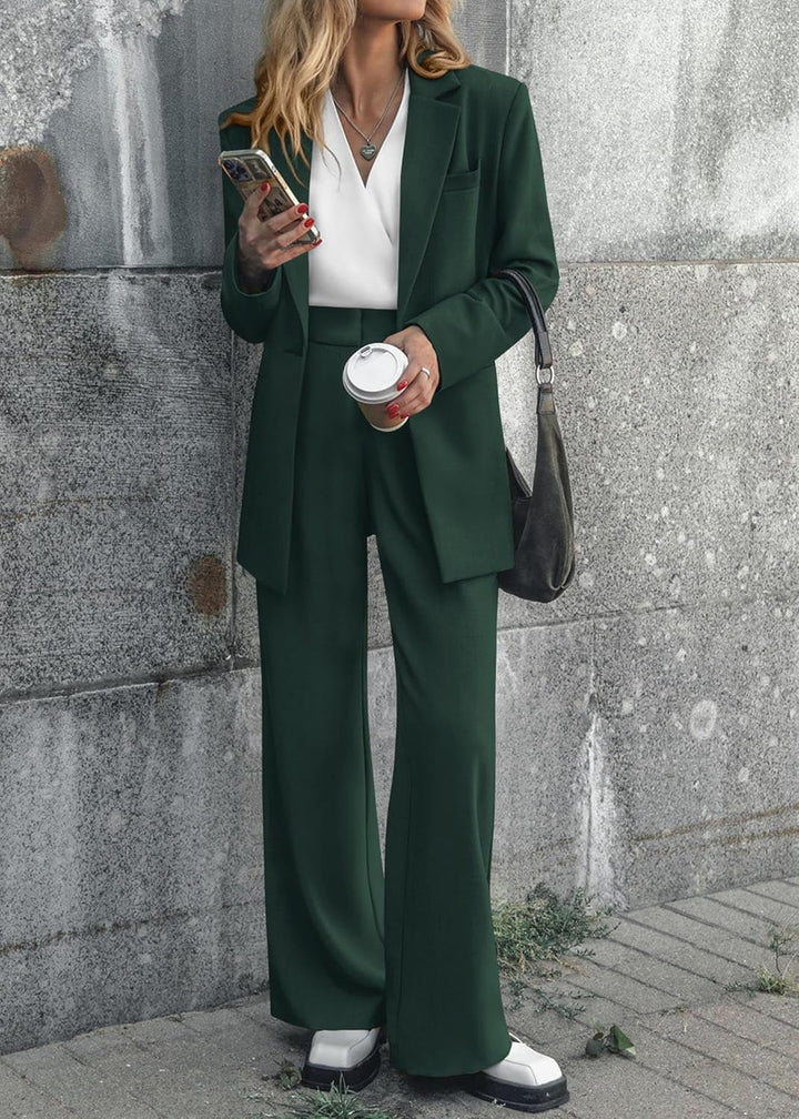Stylish Blazer and Trouser Set - Mia-Olive green-S-The Livary
