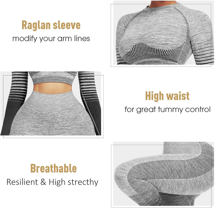 Comfortable Yoga Set - SparkFit-Long Sleeve Black-S-The Livary