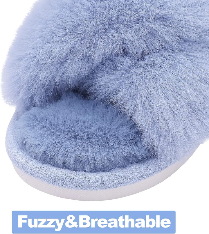 Fuzzy Slippers with Memory Foam - CloudStep-Black-4-The Livary