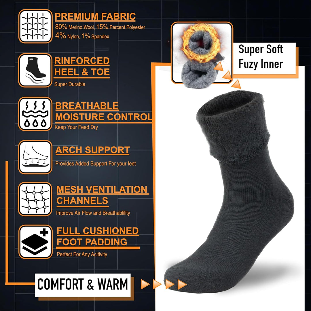 Winter Thermal Boot Socks - HeatGrip-6 pairs of mixed colours-The Livary