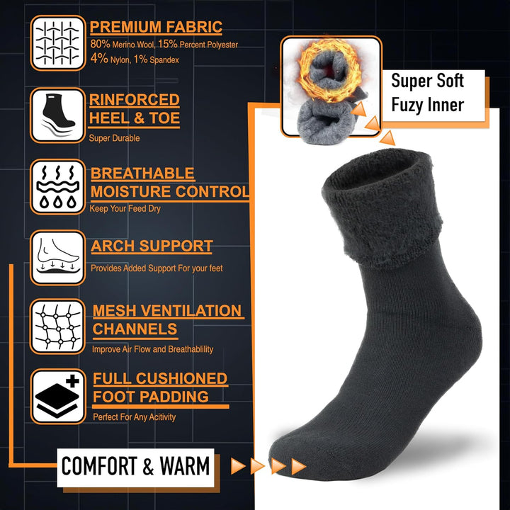 Winter Thermal Boot Socks - HeatGrip-6 pairs of mixed colours-The Livary