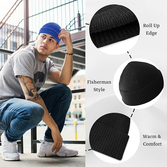 Knitted Winter Beanie - Robin-Black-The Livary