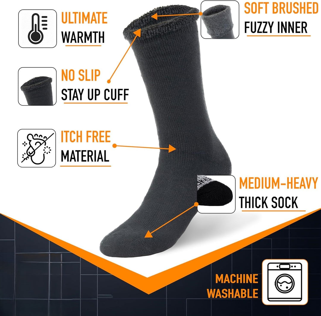 Winter Thermal Boot Socks - HeatGrip-6 pairs of mixed colours-The Livary