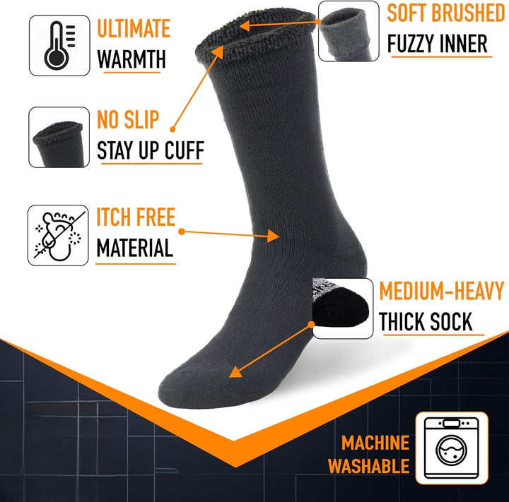 Winter Thermal Boot Socks - HeatGrip-6 pairs of mixed colours-The Livary