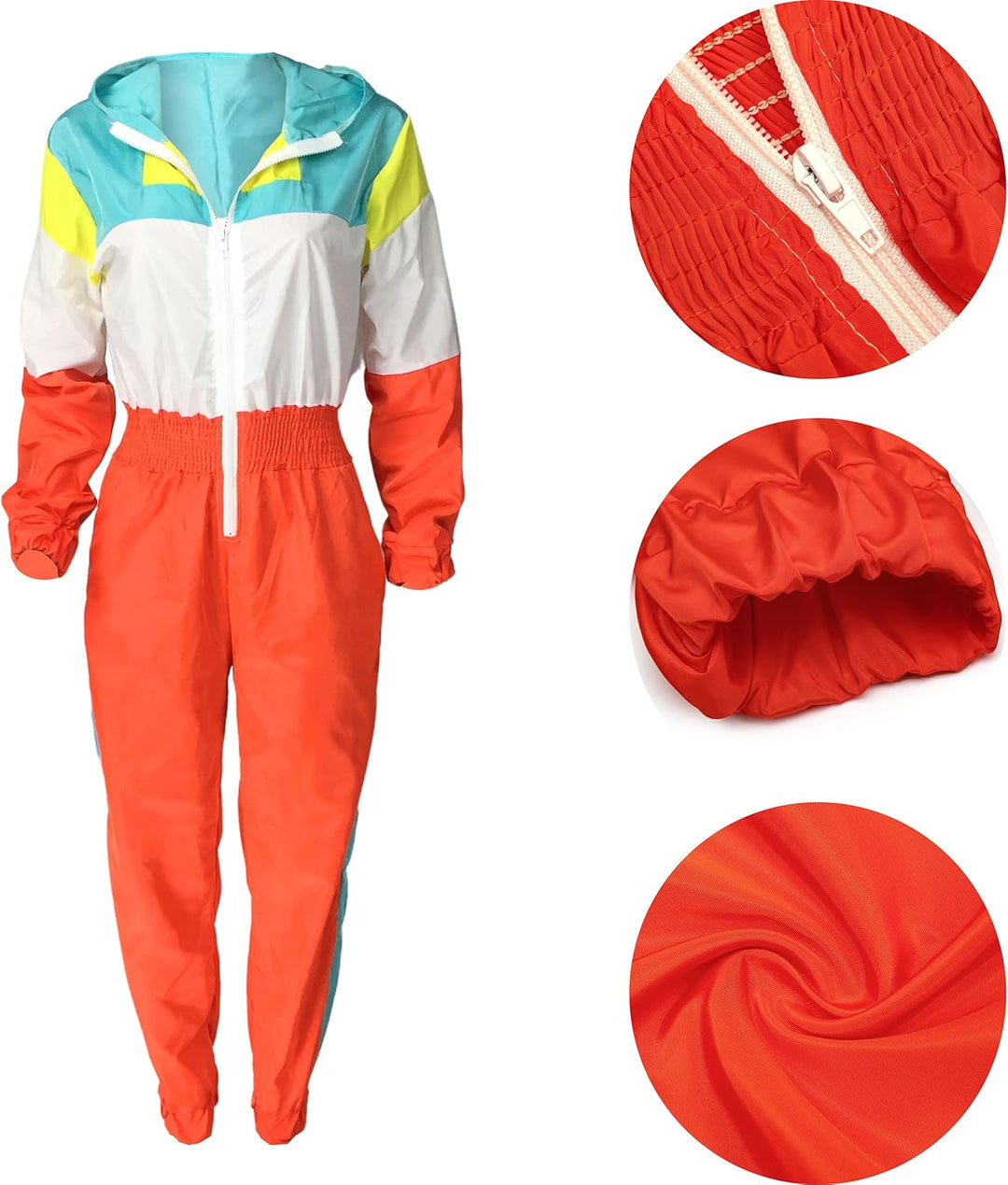 Retro Women's Windbreaker Jumpsuit - Elodie-Pink-S-The Livary