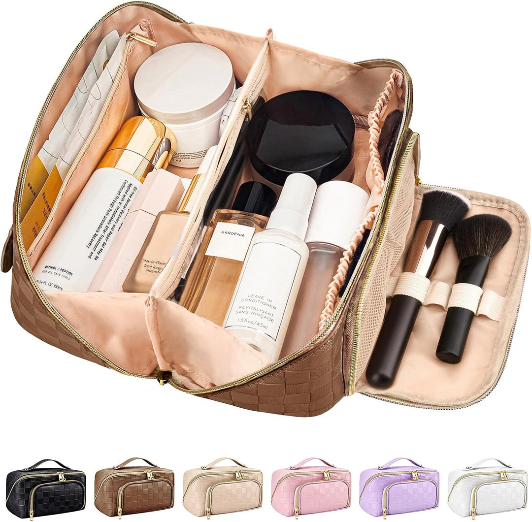 Make-up Bag – Large Capacity & Waterproof-Brown-The Livary