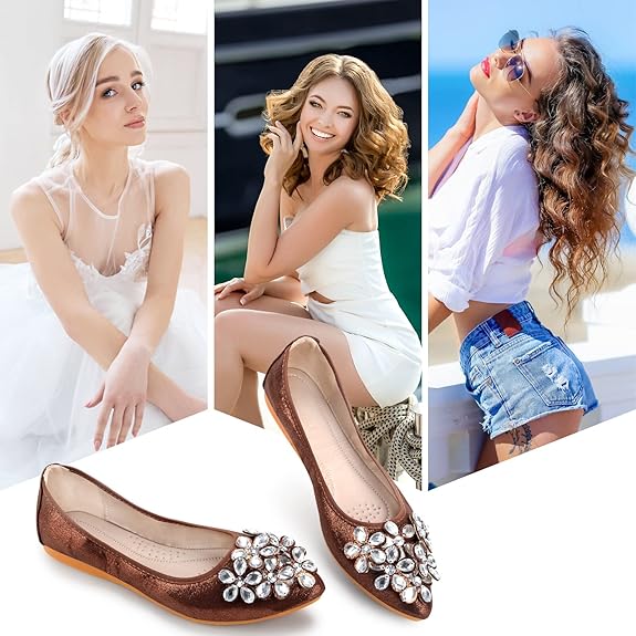 Glittering Rhinestone Ballerina Flats - Yelena-Black-3.5-The Livary