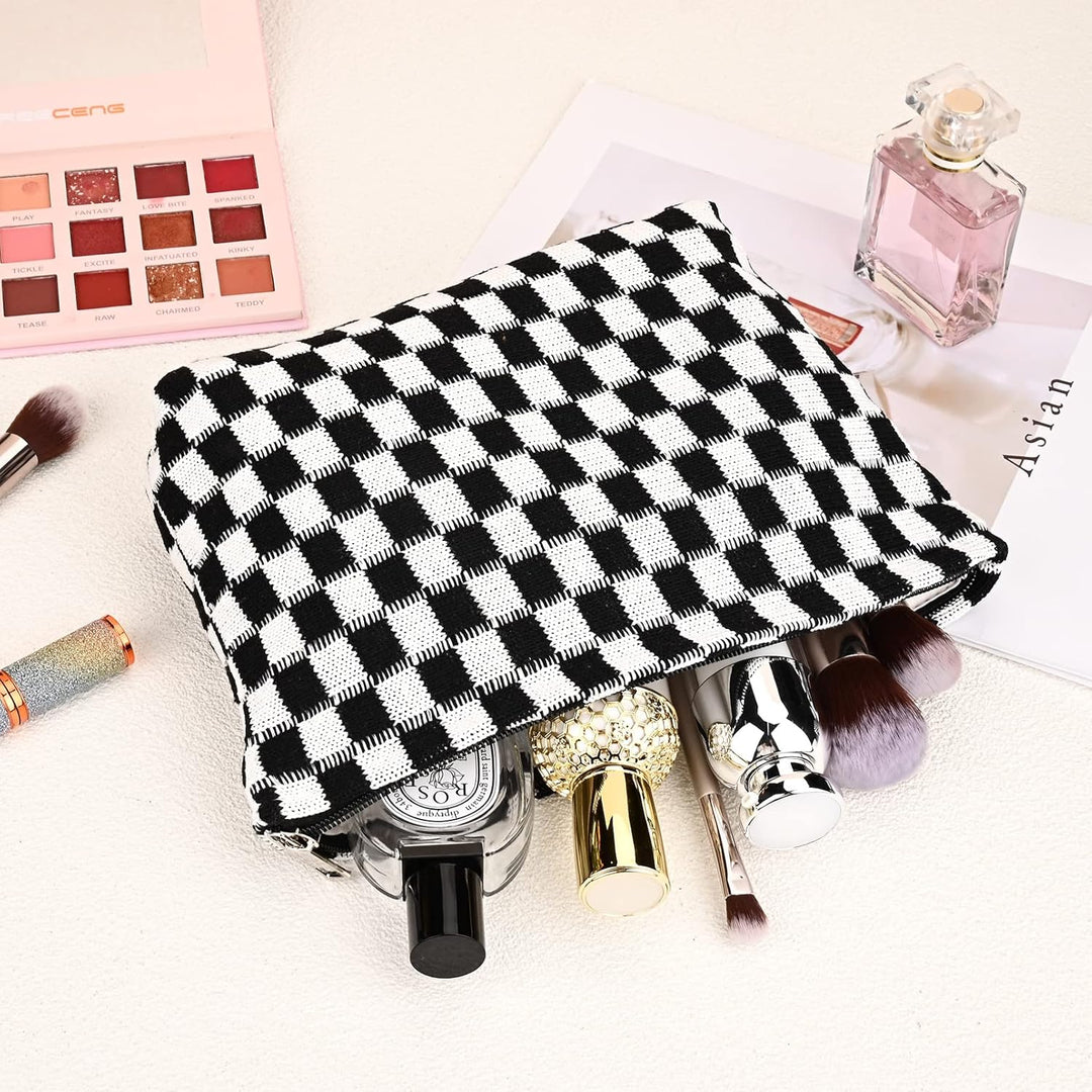 Must-Have Checked Make-up Bag Set-Red-The Livary