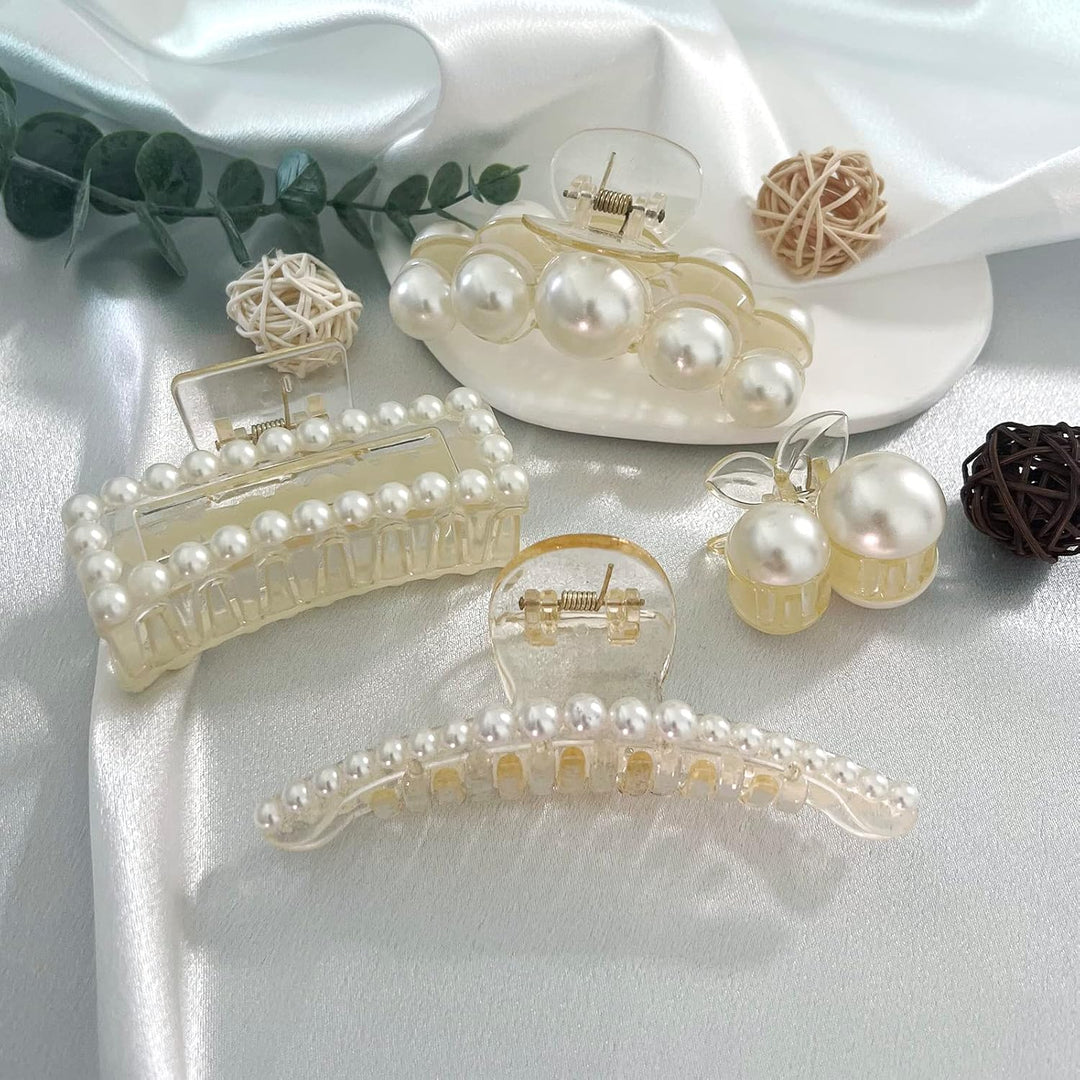 Stylish Pearl Hair Clips - 4-Pack-Set 1-The Livary