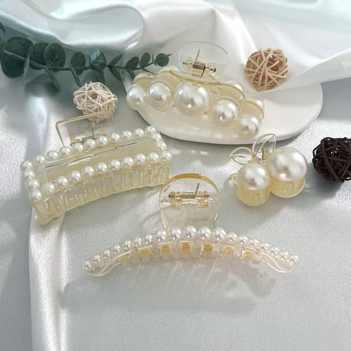 Stylish Pearl Hair Clips - 4-Pack-Set 1-The Livary