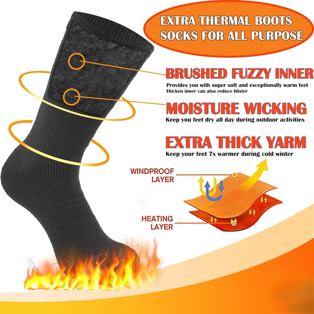 Winter Thermal Boot Socks - HeatGrip-6 pairs of mixed colours-The Livary