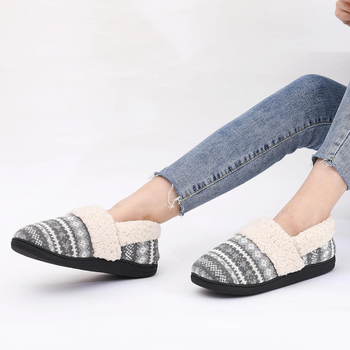Winter Knitted Slippers - CozyCloud-Black-4-The Livary