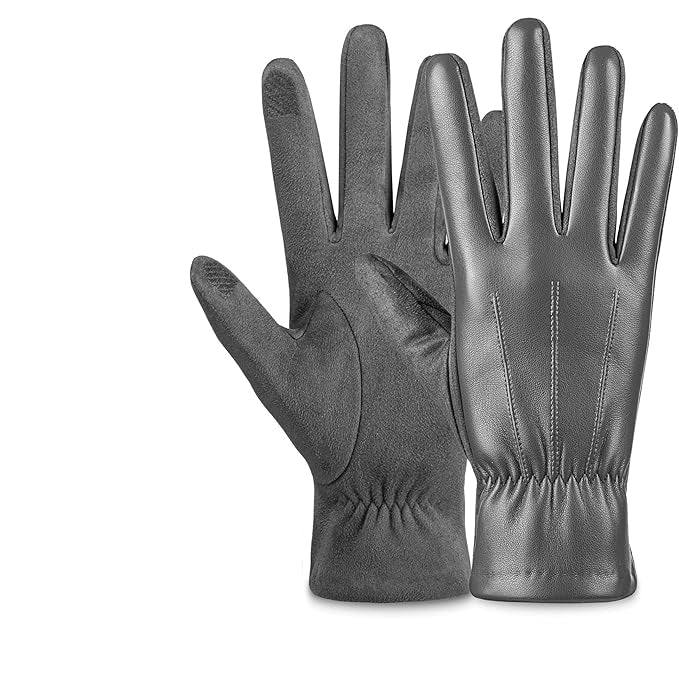 Winter Touchscreen Gloves made of Suede Leather - Victor-Black-M-L-The Livary