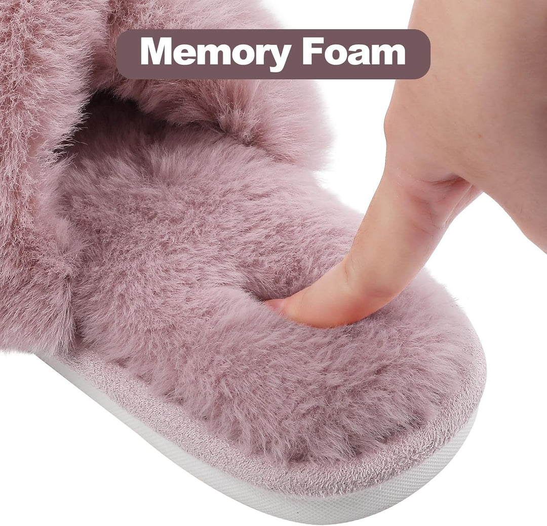 Fuzzy Slippers with Memory Foam - CloudStep-Black-4-The Livary