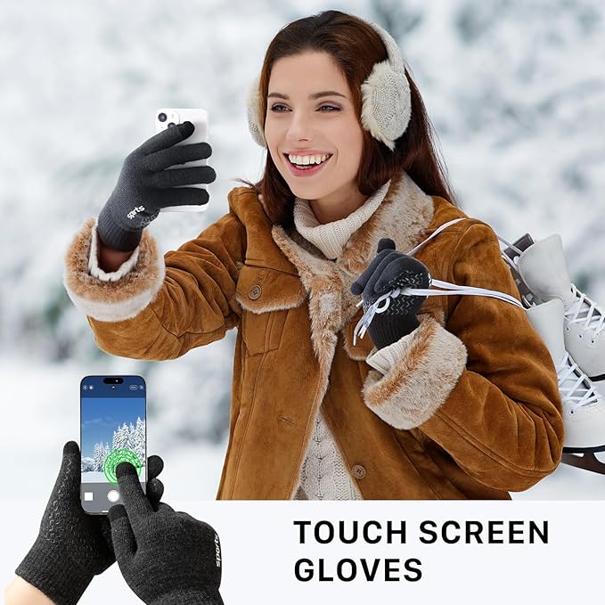 Thermal Touchscreen Winter Gloves - Rowan-Black-L-The Livary