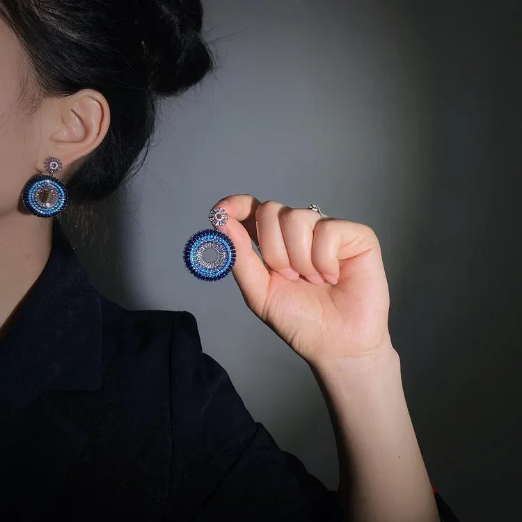 Silver Evil Eye Earrings - Layla-The Livary