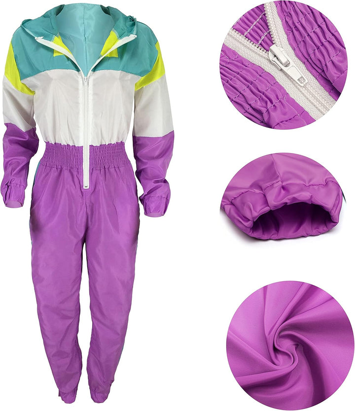 Retro Women's Windbreaker Jumpsuit - Elodie-Pink-S-The Livary