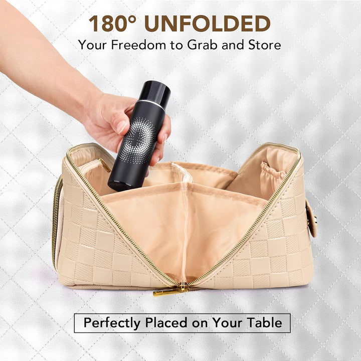 Make-up Bag – Large Capacity & Waterproof-Brown-The Livary