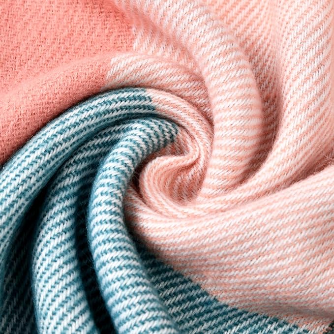 Soft Cashmere Winter Scarf - Martha-Pink Green Checked-The Livary