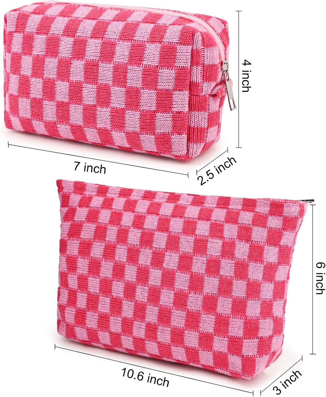 Must-Have Checked Make-up Bag Set-Red-The Livary