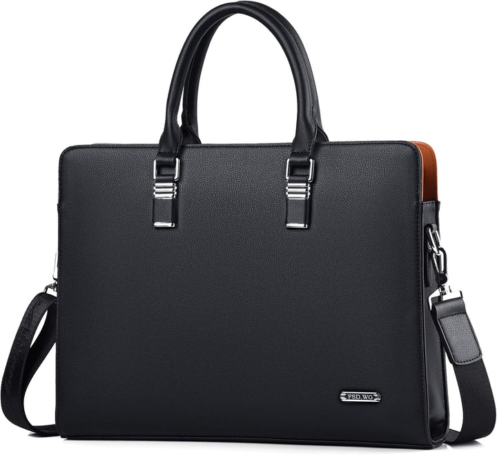 Genuine Leather Multi-Compartment Business Briefcase for Professionals