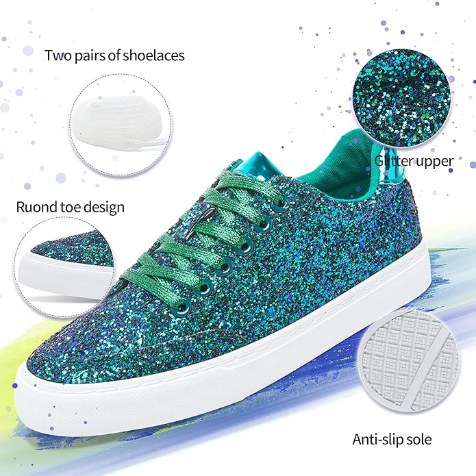 Glitter Sparkly Lace-up Sneakers - Anna-Gold-3.5-The Livary
