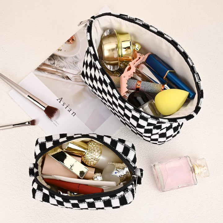 Must-Have Checked Make-up Bag Set-Red-The Livary