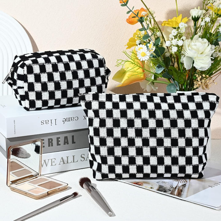 Must-Have Checked Make-up Bag Set-Black-The Livary