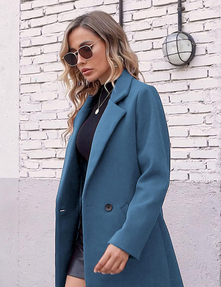 Ladies' Winter Wool Coat with Notch Lapels - Sofia-Beige-XS-The Livary